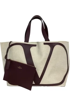 VALENTINO Pre-owned, Kobieta, Beżowy, ONE SIZE, Len, Pre-owned Canvas handbags