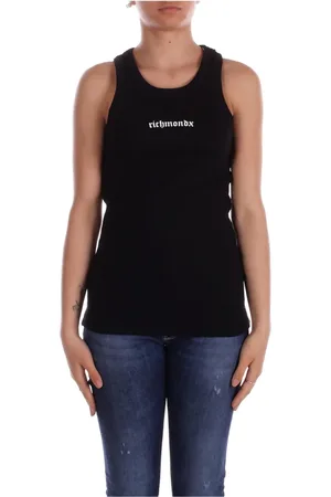John Richmond Koszulki, Kobieta, Czarny, M, Czarna Koszulka z Logo Slim Fit