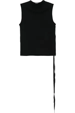 ANN DEMEULEMEESTER Koszulki, Kobieta, Czarny, L, Bluzka bez rękawów z wiecznymi różami