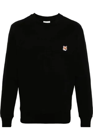 Maison Kitsuné Bluzy, Mężczyzna, Czarny, XL, Len, Czarny Fox Head Patch Bluza