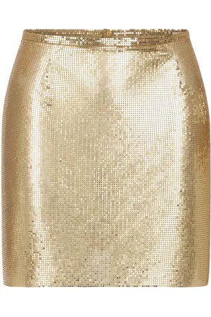 Paco rabanne Spódnice, Kobieta, Żółty, S, Mini Spódnica z Nadrukiem z Siateczki