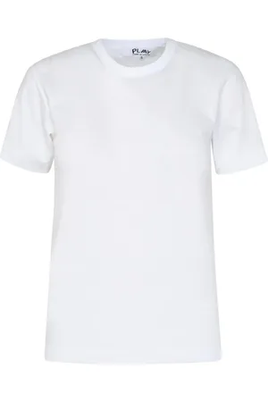 Comme des Garçons Koszulki, Kobieta, Biały, S, Czarny bawełniany sweter z haftowanym naszywką z logo
