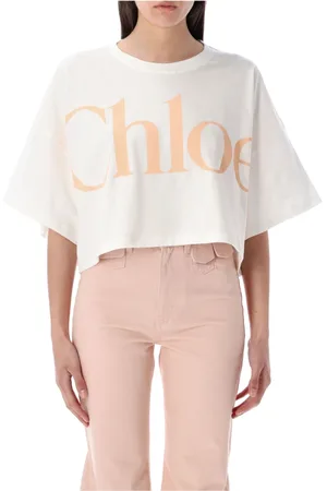 Chloé Koszulki, Kobieta, Biały, M, Biała Koszulka z Logo Oversize
