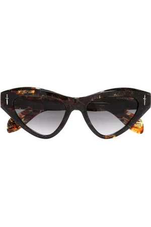 Cutler and Gross Akcesoria, Kobieta, brązowy, ONE SIZE, Okulary przeciwsłoneczne w kształcie kota z brązową oprawą