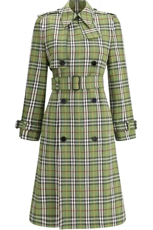 Burberry Płaszcze, Kobieta, Zielony, XS, Płaszcz Archiwum w Kratę