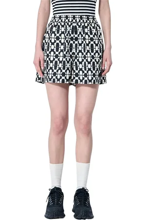 Moncler Szorty, Kobieta, Czarny, 2XS, Krótkie spodenki z nadrukiem w tkaninie muszlowej z logo