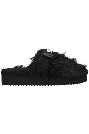 SUICOKE Buty, Kobieta, Czarny, 38 EU, Czarne klapki z ręcznie malowanymi lalkami Matryoshka
