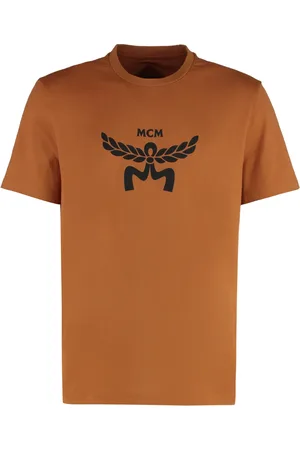 MCM Koszulki, Mężczyzna, brązowy, XL, Żakardowy T-shirt z bawełny