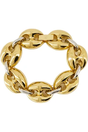 Paco rabanne Akcesoria, Kobieta, Żółty, ONE SIZE, Zamsz, Awangardowy Bransoletka z Aluminium w Kolorze Złotym