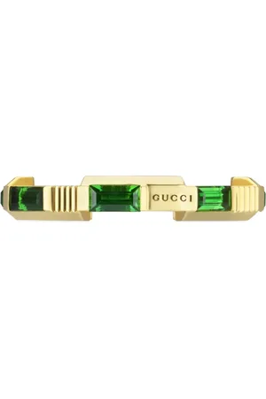 Gucci Akcesoria, Kobieta, Żółty, 52 MM, Ybc 662256002 - 18kt złoto żółte, zielony turmalin - Link to Love pierścień