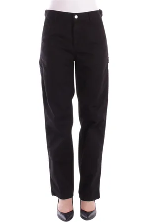 Carhartt Spodnie, Kobieta, Czarny, W24, Bawełna, Bawełniane spodnie z zamkiem błyskawicznym
