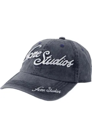 Acne Studios Akcesoria, unisex, Niebieski, ONE SIZE, Bawełna, Niebieski Kapelusz z Logo Turystycznym - Bawełna