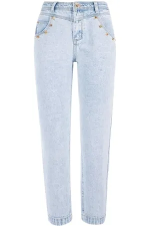 YES ZEE BY ESSENZA Jeansy, Kobieta, Niebieski, W30, Denim, Stud Detail Light Wash Denim Jeansy
