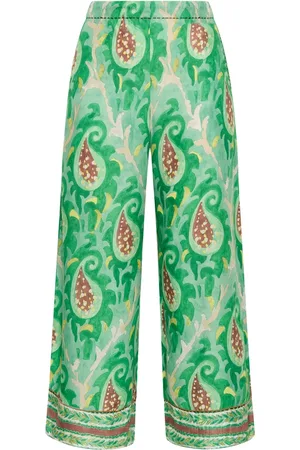 Maliparmi Spodnie, Kobieta, Zielony, 2XS, Mirtle Paisley Spodnie