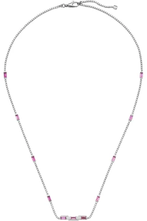 Gucci Akcesoria, Kobieta, Szary, ONE SIZE, 18kt Biały Złoty i Rubelitowy Naszyjnik Bagietka