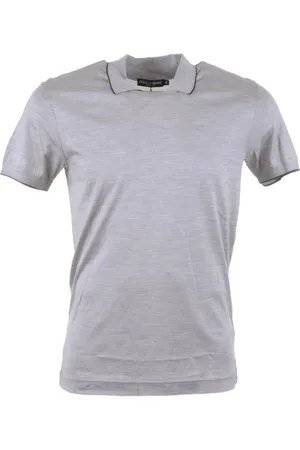 Dolce & Gabbana Koszulki, Mężczyzna, Szary, XS, Męski Jedwabny Polo Shirt Krótkie Rękawy