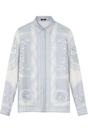 VERSACE Bluzki, Kobieta, Wielobarwność, M, Wielobarwna Jedwabna Koszula La Coupe Des Dieux