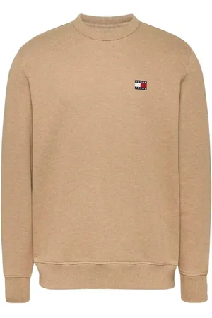 Tommy Hilfiger Bluzy, Mężczyzna, brązowy, L, Minimalistyczny Sweter Red Badge Camel