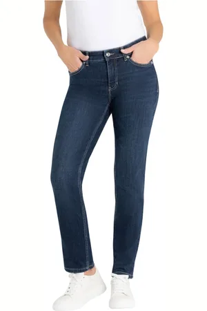 Mac Jeansy, Kobieta, Niebieski, XL, Bawełna, Melanie Trousers New Basic Wash