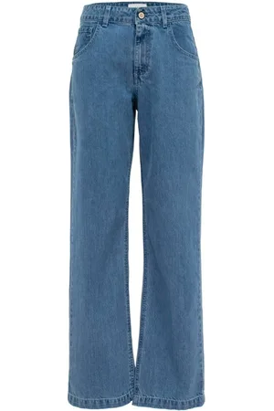 MVP Wardrobe Jeansy, Kobieta, Niebieski, S, Denim, Vintage Wash Denim Palazzo Spodnie