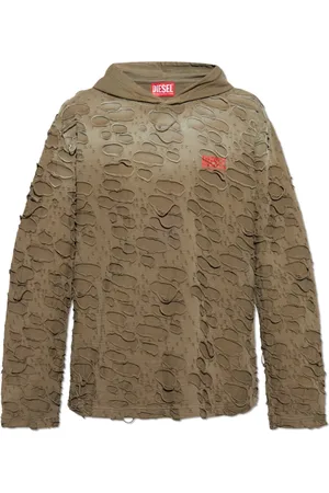 Diesel Bluzy, Mężczyzna, Zielony, S, Bawełna, T-Crane-Ls-Hood Sweatshirt