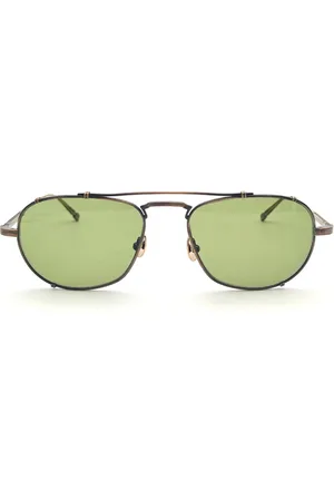 MATSUDA Akcesoria, Kobieta, Żółty, ONE SIZE, Okulary przeciwsłoneczne w stylu vintage w kolorze starego złota/szałwii