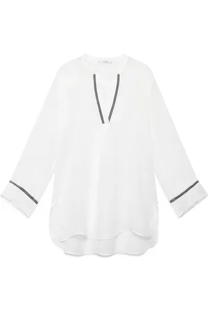 Maliparmi Bluzki, Kobieta, Biały, XL, Lekki Kaftan Z Ramie