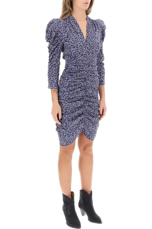 Isabel Marant Sukienki, Kobieta, Niebieski, L, Kwiatowy Rzucony Mini Sukienka