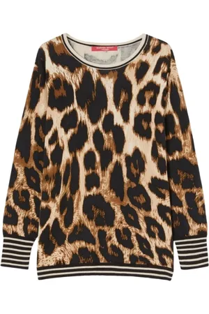 Persona by Marina Rinaldi Swetry, Kobieta, brązowy, S, Sweter z nadrukiem leoparda i paskami