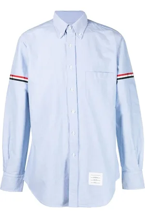 Thom Browne Koszule, Mężczyzna, Niebieski, 2XL, Bawełna, Klasyczna koszula z opaskami RWB