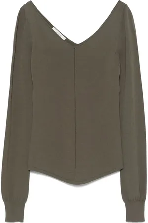 LEMAIRE Swetry, Kobieta, Zielony, M, Khaki V-Neck Top