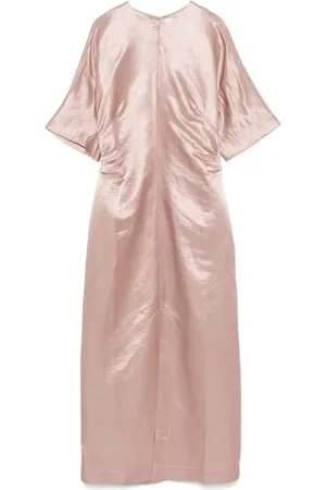 Loulou Studio Sukienki, Kobieta, Różowy, S, Sukienka Maxi Rose z Okrągłym Dekoltem