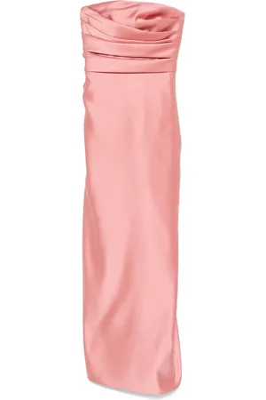 Elie saab Sukienki, Kobieta, Różowy, S, Różowy Bez Ramiączek Sukienka z Marszczeniami