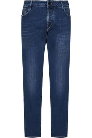 Hand Picked Jeansy, Mężczyzna, Niebieski, W34, Denim, Niebieskie Dżinsy Slim-Fit z Rozciągliwym Materiałem