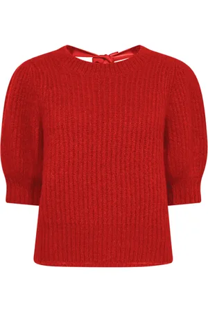 Co`Couture Swetry, Kobieta, Czerwony, XS, Wełna, Sweter z żebrowanym dzianym wiązaniem w stylu Coraliecc