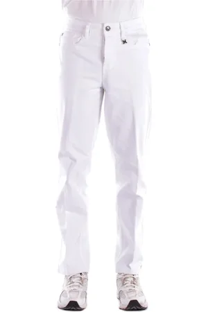John Richmond Spodnie, Mężczyzna, Biały, W32, Denim, Białe Logo Jeansy Slim Fit
