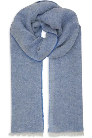 Gallo Akcesoria, unisex, Niebieski, ONE SIZE, Unisex niebieski jedwabny i lniany szal w jednolitym kolorze