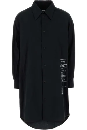 Maison Margiela Sukienki, Kobieta, Czarny, S, Czarna Sukienka Koszulowa z Poplinu