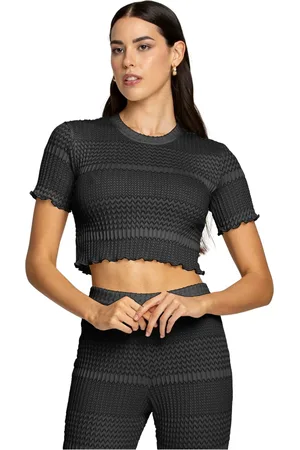 4GIVENESS Bluzki, Kobieta, Czarny, L, Ikoniczny Różowy Crop Top Cover Up