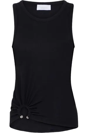Paco rabanne Koszulki, Kobieta, Czarny, S, Koszulka z żebrem