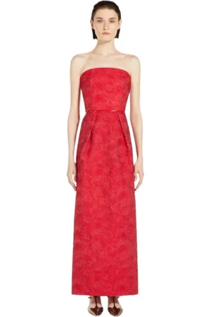 Max Mara Sukienki, Kobieta, Czerwony, S, Sukienka bustier z cloqué w array