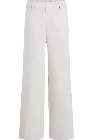 Calvin Klein Spodnie, Kobieta, Beżowy, L, Kremowe Milano Spodnie z szeroką nogawką