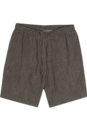Emporio Armani Szorty, Mężczyzna, brązowy, M, Brązowe Szorty z Lnu z Elastycznym Pasem