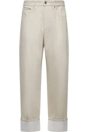 Bottega Veneta Jeansy, Mężczyzna, Biały, L, Zamsz, Jeansyy Wide Leg Stone Wash
