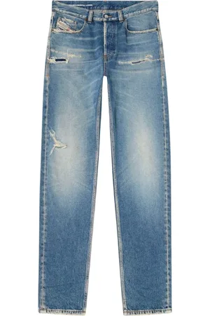 Diesel Jeansy, Mężczyzna, Niebieski, W30, Denim, Regular Fit Zniszczone Jeansyy