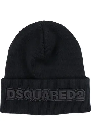 Dsquared2 Akcesoria, Mężczyzna, Czarny, ONE SIZE, Czarna Wełniana Zimowa Czapka Stylowa