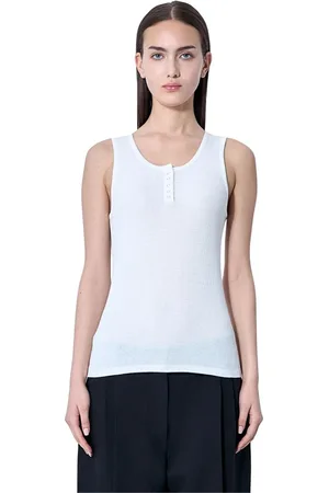 The Row Koszulki, Kobieta, Biały, L, Rayon, Tank Top z Dżerseju Bawełnianego Włochy