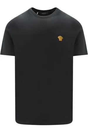 VERSACE Koszulki, Mężczyzna, Czarny, L, Czarna Bawełniana T-shirt z okrągłym dekoltem Aw 24