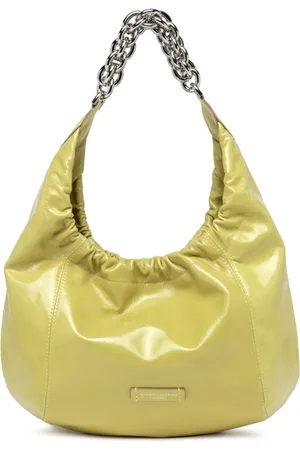 Gianni chiarini Torebki, Kobieta, Żółty, ONE SIZE, Ocean Błyszcząca Skórzana Torba z Marszczonym Kształtem