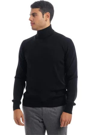 Gran Sasso Swetry, Mężczyzna, Niebieski, L, Len, Sweter z wełny merynosa Turtleneck Ocean